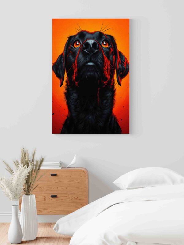 Obraz  Černý labrador na oranžovém pozadí  - Obraz na plátně - Image 2