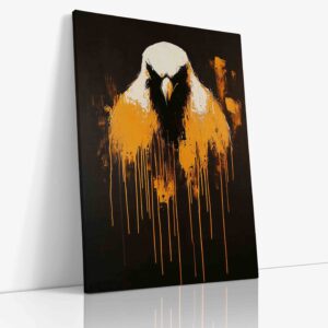 Majestátní moderní portrét orla ve stylu urban art kombinující svobodu divokého dravce s expresivní energií městského umění na kvalitním plátně