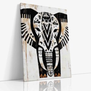 Mystický obraz "Totem Slon" s duchovní symbolikou na kvalitním plátně, originální dekorace s africkým motivem.