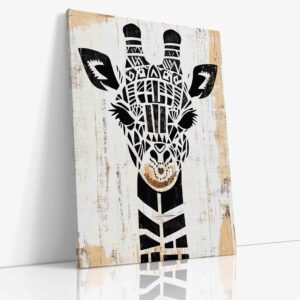 Elegantní obraz "Totem žirafa" s mystickou symbolikou na kvalitním plátně, originální etnická dekorace s africkým motivem.