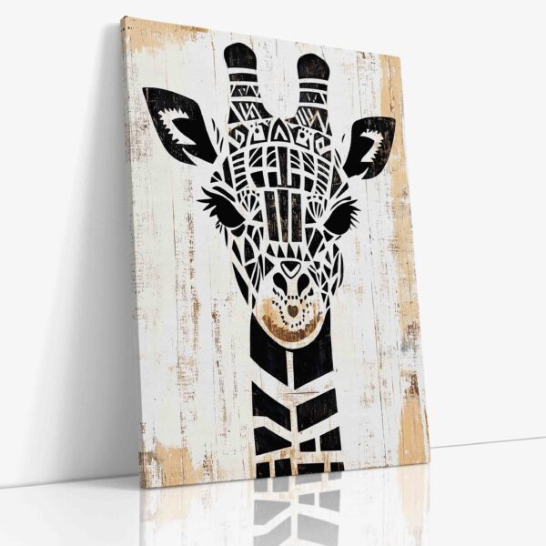 Elegantní obraz "Totem žirafa" s mystickou symbolikou na kvalitním plátně, originální etnická dekorace s africkým motivem.