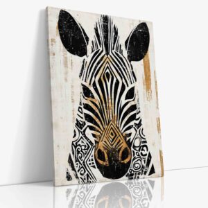 Expresivní obraz "Totem zebra" s mystickou symbolikou na kvalitním plátně, originální etnická dekorace s africkým motivem.