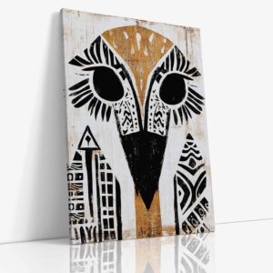 Poetický obraz "Totem pták" s mystickou symbolikou na kvalitním plátně, originální etnická dekorace s motivem svobody a lehkosti.