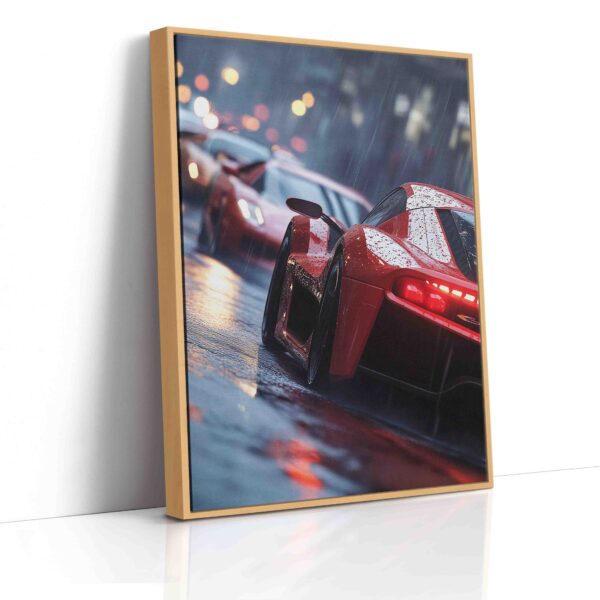 Obraz  Červené sportovní auto v dešti  - Obraz na plátně - Image 6