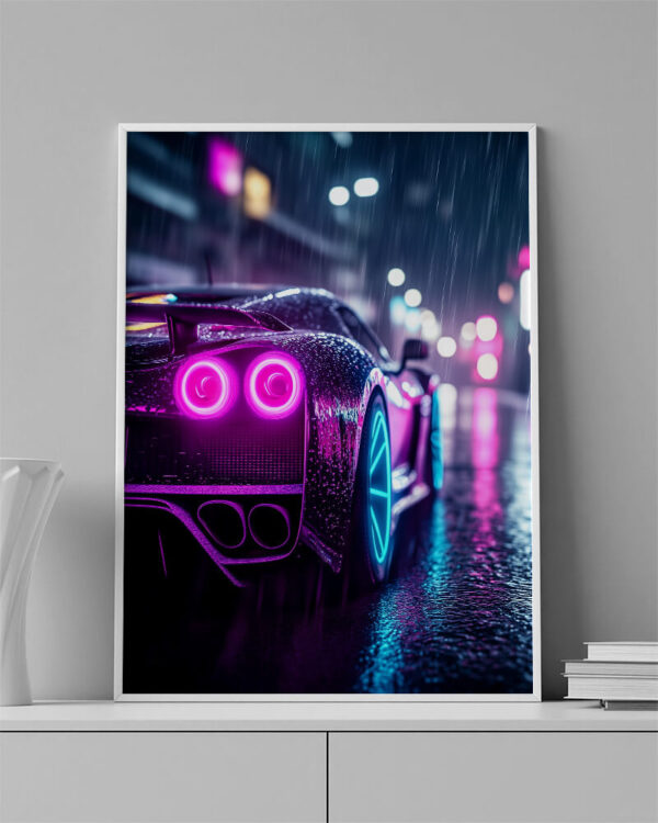 Obraz   Závodní auto s neonovým efektem  - Obraz na plátně - Image 3