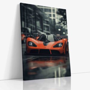 Zářivě oranžový McLaren s dokonalými křivkami a detaily karoserie symbolizující vrchol britského automobilového designu