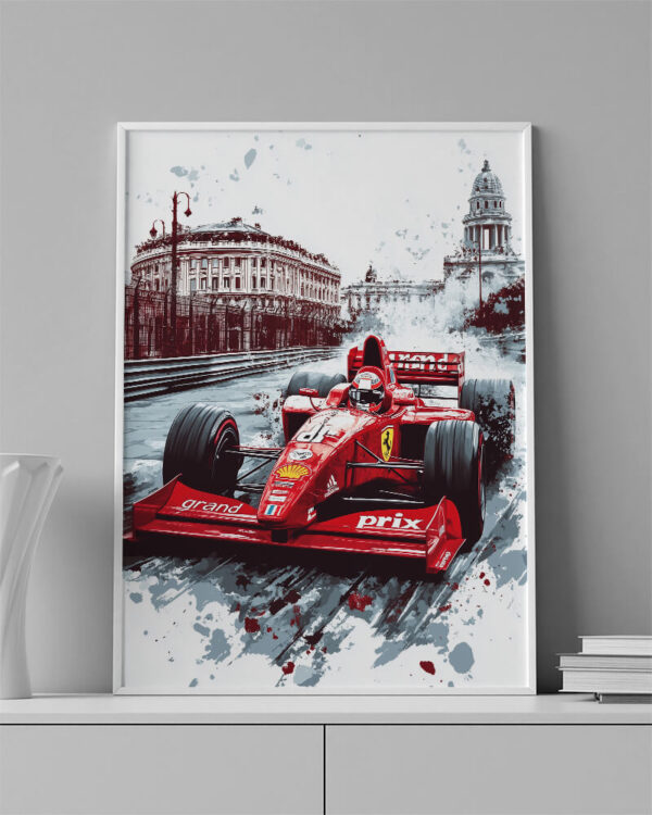Obraz   Formule Ferrari ve vodových barvách - Obraz na plátně - Image 3