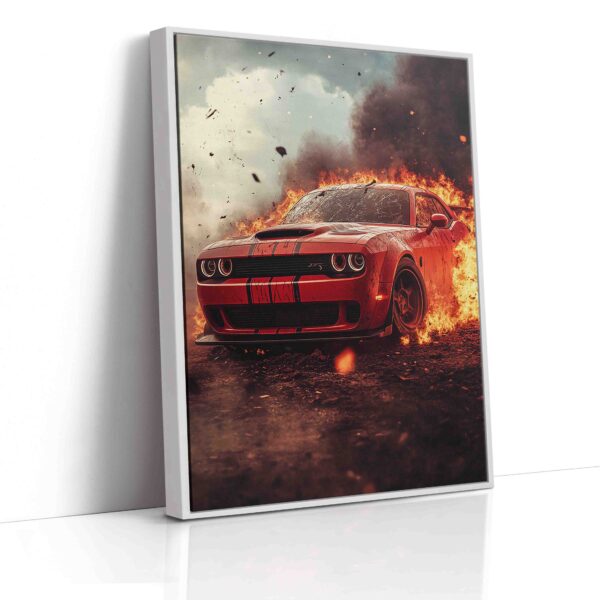 Obraz  Hořící Dodge Challenger- Obraz na plátně - Image 4