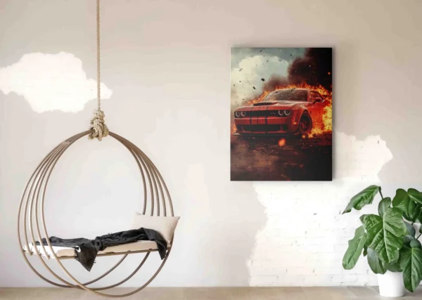 Obraz  Hořící Dodge Challenger- Obraz na plátně - Image 2