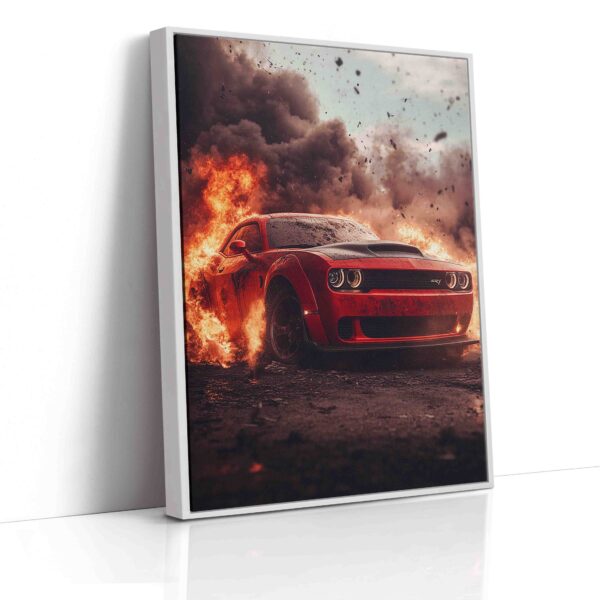 Obraz  Dodge Challenger v plamenech- Obraz na plátně - Image 4