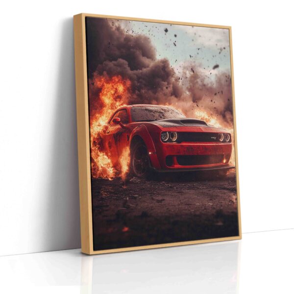 Obraz  Dodge Challenger v plamenech- Obraz na plátně - Image 5