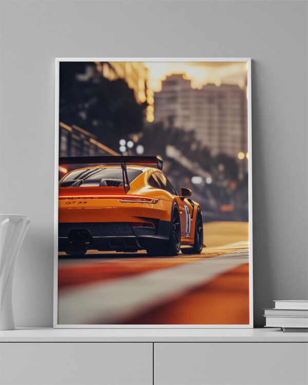 Obraz Spoiler na oranžovém Porsche- Obraz na plátně - Image 3