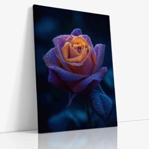 Detailní makro fotografie květu růže obklopeného jemnými světelnými částicemi vytvářejícími magickou a snovou atmosféru.