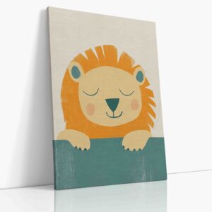 Dětský obraz na plátně s motivem roztomilého lvíčete s výraznými tvářičkami v hravém stylu