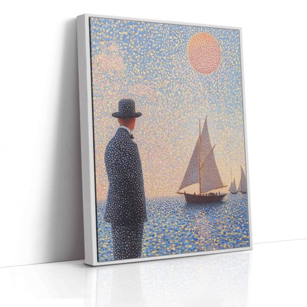Muž sleduje lodě - Pointilismus - Obraz na plátně - Image 5