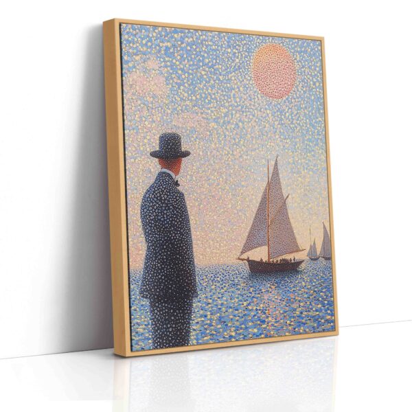 Muž sleduje lodě - Pointilismus - Obraz na plátně - Image 4