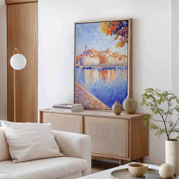 Přímořské městečko - Pointilismus - Obraz na plátně - Image 2