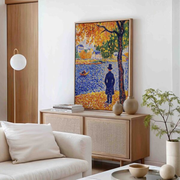 Muž s cylindrem - Pointilismus - Obraz na plátně - Image 2