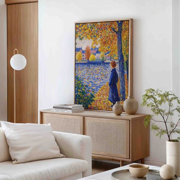 Žena u břehu řeky - Pointilismus - Obraz na plátně - Image 2