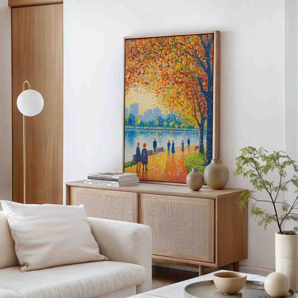 Podzimní procházka na nábřeží - Pointilismus - Obraz na plátně - Image 2