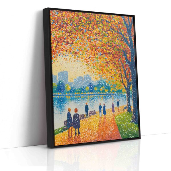 Podzimní procházka na nábřeží - Pointilismus - Obraz na plátně - Image 6