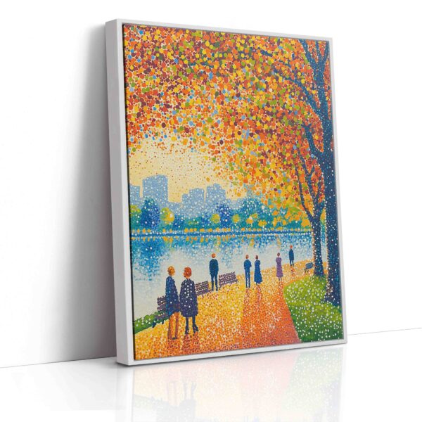 Podzimní procházka na nábřeží - Pointilismus - Obraz na plátně - Image 5