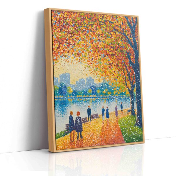 Podzimní procházka na nábřeží - Pointilismus - Obraz na plátně - Image 4