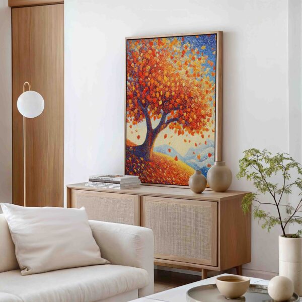 Padající listí stromu - Pointilismus - Obraz na plátně - Image 2