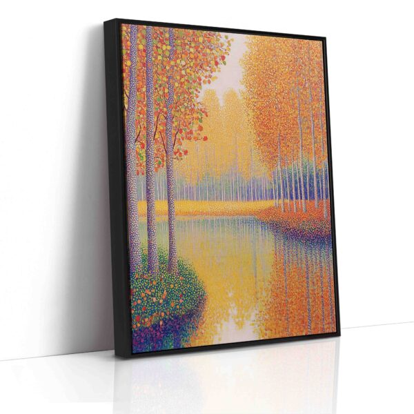 Podzim u řeky - Pointilismus - Obraz na plátně - Image 6