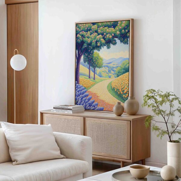 Letní krajinka - Pointilismus - Obraz na plátně - Image 2