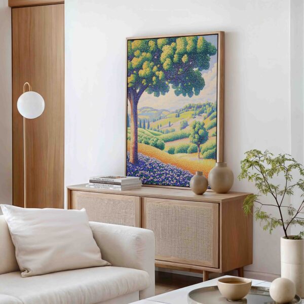 Letní pohled na kopečky - Pointilismus - Obraz na plátně - Image 2