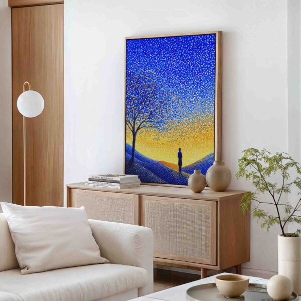 Východ slunce nad krajinou - Pointilismus - Obraz na plátně - Image 2