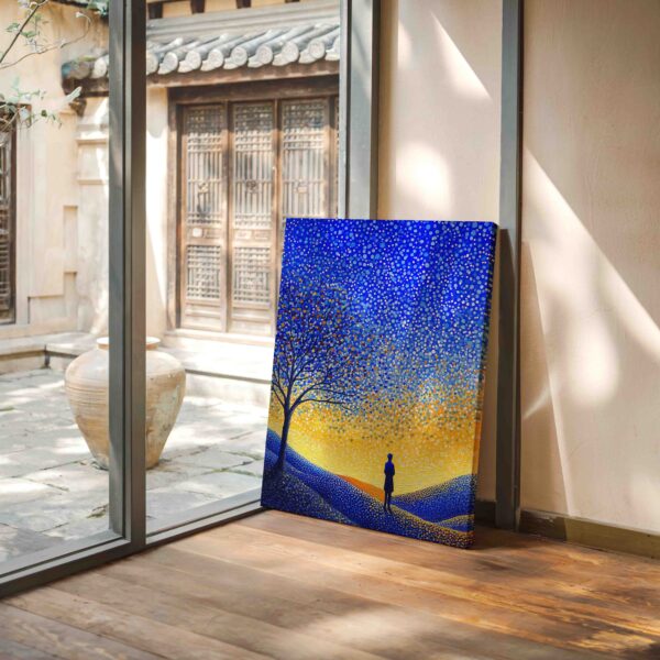 Východ slunce nad krajinou - Pointilismus - Obraz na plátně - Image 3