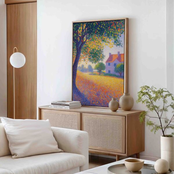 Strom u bílé chaloupky - Pointilismus - Obraz na plátně - Image 2